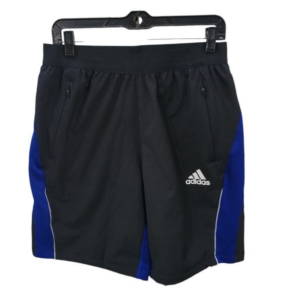 Adidas Men's Cold Rdy Shorts‎ Size Medium Black Blue Fleece Lined Activewear NEW - Picture 1 of 8